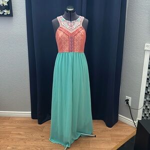 Champagne and Straberry boho maxi dress